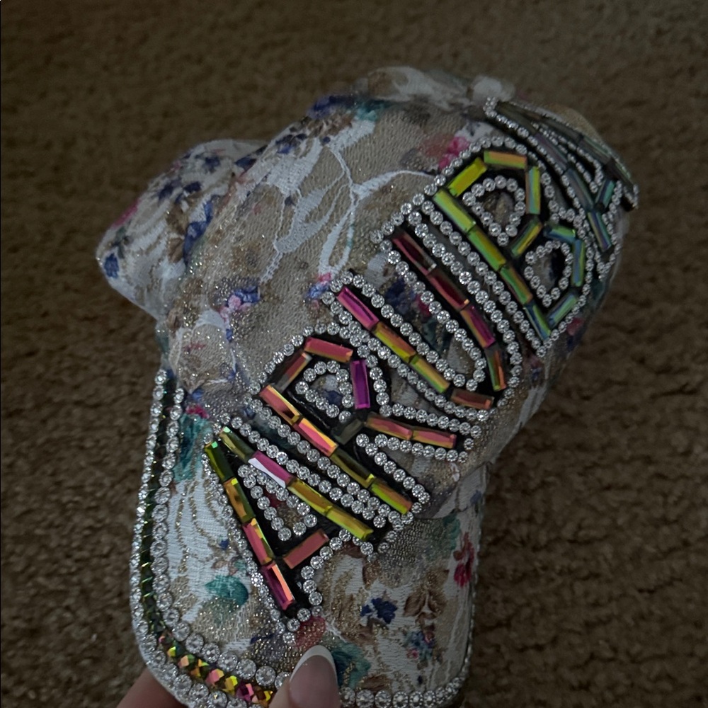 Floral Aruba Cap with Rhinestones